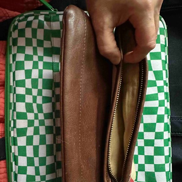 LL Bean Signature Clutch Purse Wallet Striped Deer Print Canvas Leather - Picture 15 of 16